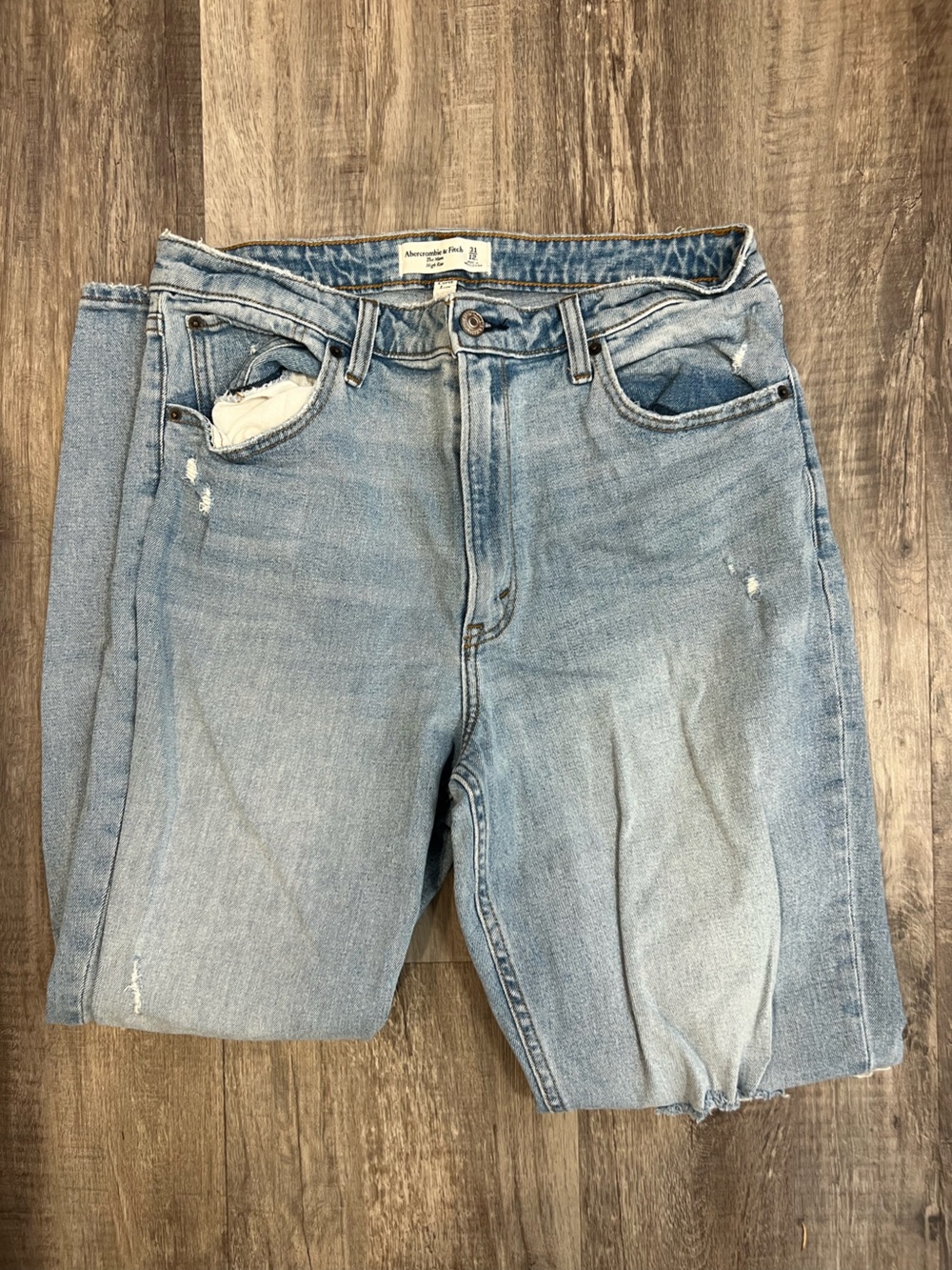 Abercrombie & Fitch Light Blue Distressed Denim Jeans
